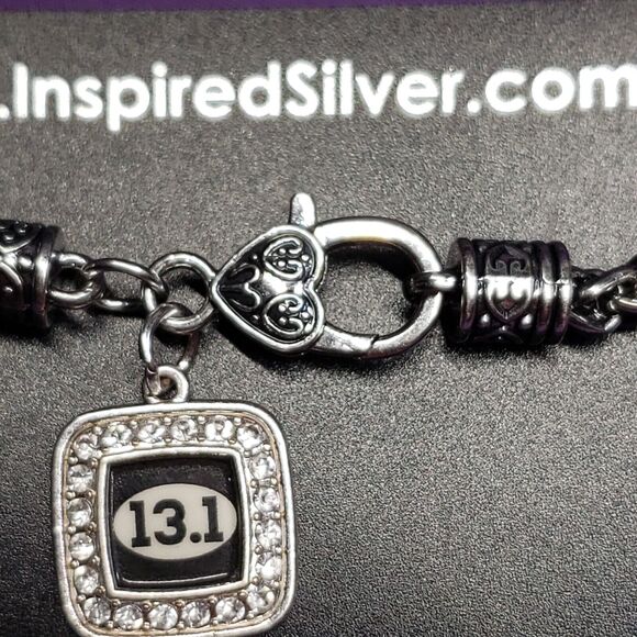 Inspired Silver Braided Chain Bracelet w/ "13.1" Half Marathon Charm, on card - Picture 9 of 12